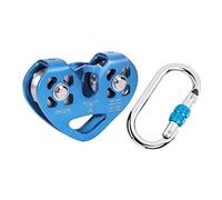 Polea para Escalada en Roca, Kit de Carrito con Tirolesa Mosquetón en Forma de Corazón Liviano de Alta Eficiencia Polea Doble en Tándem Doble 25KN para Escalada en Roca