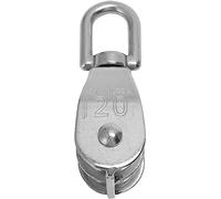 Polea Polea de tendedero con rueda de acero inoxidable de 20 mm, polea doble de metal, bloque de polea de cable de acero