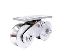 Poleas con ruedas en U, Polea de oruga doble rueda,Rodillo direccional acero inoxidable,Rodamiento alta carga,Ancho ranura 22 mm,para puerta corredera,Mecánica industrial(V Type)