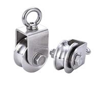 Poleas con ruedas en U, Polea de pista poleas alta resistencia, rodillo direccional acero inoxidable 304, anillo giratorio 360°, for tubo redondo, puerta corredera, 2 uds(Slot Width 25mm)