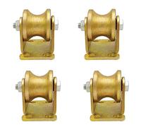 Poleas con ruedas en U, Ruedas rígidas de alta resistencia 4 piezas, rodillo direccional polea, doble rodamiento, dorado, for máquinas industriales, puertas corredizas(50mm/2in)