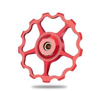 Poleas de Cambio Trasero de Bicicleta con rodamientos sellados de cerámica, Rueda Jockey for Bicicletas de montaña y Carretera de 9/10/11 velocidades(Red,15T)