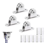 Poleas metálicas, polea con rodamiento doble, polea para cuerda con rodamientos de bolas, bloque para cuerdas, bloque para cuerdas, con 8 tornillos y 8 casquillos de plástico (4 piezas)