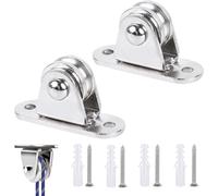 Poleas metálicas, polea con rodamientos dobles, polea con 4 tornillos y 4 casquillos de plástico blancos, polea para cuerda con rodamientos de bolas, polea de bloque vertical para cuerdas, 2 piezas