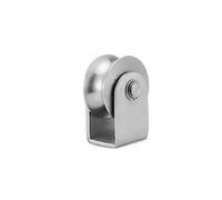 poleas para cables metálicos, Rueda de polea ranurada tipo U acero inoxidable 304 con rodamiento for puertas correderas plateadas