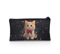 POLERO Estuche para lápices de dibujos animados con cremallera para niñas y niños, bolsa de papelería escolar, Galaxia de gato, Talla única, Mochila escolar