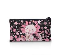 POLERO Estuche para lápices de dibujos animados con cremallera para niñas y niños, bolsa de papelería escolar, Axolotl Bubble Tea Cherry Blossom, Talla única, Mochila escolar