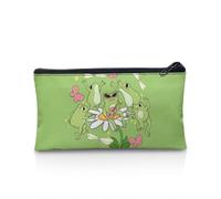 POLERO Estuche para lápices de dibujos animados con cremallera para niñas y niños, bolsa de papelería escolar, Fiesta de ranas, Talla única, Mochila escolar