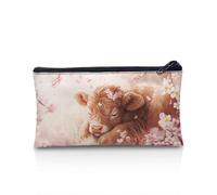 POLERO Estuche para lápices para niñas y niños, papelería escolar, estuche con cremallera para lápices para oficina, Highland Cow Sleeping, Talla única, Mochila escolar