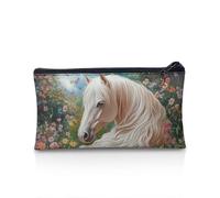 POLERO Estuche para lápices para niñas y niños, papelería escolar, estuche con cremallera para lápices para oficina, Jardín floral de caballo, Talla única, Mochila escolar