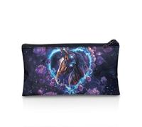 POLERO Estuche para lápices para niñas y niños, papelería escolar, estuche con cremallera para lápices para oficina, Caballo Flor Corazón Galaxia, Talla única, Mochila escolar