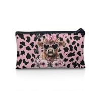 POLERO Estuche para lápices para niñas y niños, papelería escolar, estuche con cremallera para lápices para oficina, Vaca de las tierras altas con gafas de, Talla única, Mochila escolar