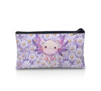 POLERO Estuche para lápices para niñas y niños, papelería escolar, estuche con cremallera para lápices para oficina, Margarita morada Axolotl, Talla única, Mochila escolar