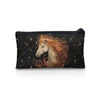 POLERO Estuche para lápices para niñas y niños, papelería escolar, estuche con cremallera para lápices para oficina, Caballo Luna Estrellas, Talla única, Mochila escolar