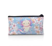 POLERO Estuche para lápices para niñas y niños, papelería escolar, estuche con cremallera para lápices para oficina, Axolotl Blooming Flowers, Talla única, Mochila escolar