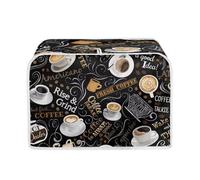 POLERO Funda para electrodomésticos de cocina con estampado de café para la mayoría de tostadoras estándar de 2 rebanadas, lavable a máquina, cubierta antipolvo
