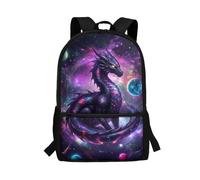 POLERO Mochila Galaxy para niñas, mochila ligera con estampado de animales espaciales, para el regreso a clases, Dragon Planets, M, Casual