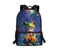 POLERO Mochila Galaxy para niñas, mochila ligera con estampado de animales espaciales, para el regreso a clases, rana, M, Casual