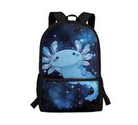 POLERO Mochila Galaxy para niñas, mochila ligera con estampado de animales espaciales, para el regreso a clases, Axolotl Blue Stars, M, Casual