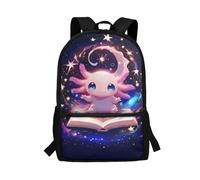 POLERO Mochila Galaxy para niñas, mochila ligera con estampado de animales espaciales, para el regreso a clases, Axolotl - Libro de lectura, M, Casual