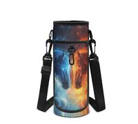 POLERO Soporte para botella de agua para niños, con correa para el hombro, funda de neopreno para el regreso a clases, Caballos de fuego, M