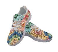 POLERO Zapatillas de pingüino para Mujer, Lindas Zapatillas de Correr con diseño de Animales para el Tiempo Libre, con Cordones de Malla, Flores Boho, 38 EU Schmal