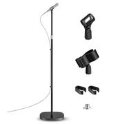 POLESTO Soporte de micrófono, soporte universal desmontable para micrófono con base compacta pesada, altura ajustable de 22 a 67 pulgadas, 2 clips universales para Blue Yeti/Shure SM7B/Samson Q2U y