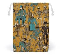 POLESVBM Bolsas de almacenamiento con diseño de esqueleto en ropa negra, bolsa de maquillaje, bolsa de juguetes, bolsas reutilizables, organizador de artículos de aseo para uso diario, estilo, 1