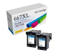 POLGDW Combo De Cartuchos De Tinta 667XL 667 Compatibles con Impresoras para HP DeskJet 6075 6475 6476 1275 2374 2375 2376 2775 2776,Black-2 Pack