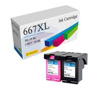POLGDW Combo De Cartuchos De Tinta 667XL 667 Compatibles con Impresoras para HP DeskJet 6075 6475 6476 1275 2374 2375 2376 2775 2776,1 Set-2 Pack
