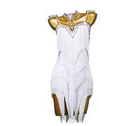 POLGDW Traje De Baile De Práctica Latina Flapper con Flecos Traje De Entrenamiento De Salón De Baile con Tirantes para Rumba Vestidos De Baile Cha Cha para Mujer con Espalda Descubierta,A,3XS