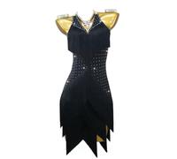 POLGDW Traje De Baile Latino Salsa con Flecos para Mujer Ropa De Baile De Tango con Cuello En V para Samba Rumba Traje De Baile De Salón con Espalda Descubierta con Pedrería,A,3XL
