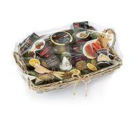 Polgri Lote Regalo Bandeja de Mimbre con Pimiento del Piquillo Relleno de Perdiz, Codornices en Escabeche, Perdiz Desmigada, Paté de Pato al Armagnac, Ensaladilla Rusa y Carrilleras de Cerdo Estofadas