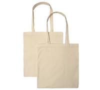 POLHIM Bolsa de tela robusta gris 220 g/m² (2 unidades) - Bolsa de algodón resistente con asas largas - Bolsa de compra gris extra resistente en paquete de 2, 38 x 42 cm