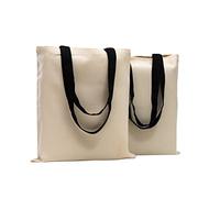 POLHIM® Bolsas de tela de alta calidad - Bolsas para lavandería, deportes, compras, alimentos, bolsas de yute ecológicas, reutilizables, con asas negras, 38 x 42 cm, 220 gr/m2, 2 unidades, naturaleza,
