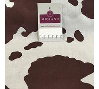 Poli algodón ligero con estampado de animales de granja, ideal para máscaras de tela de manualidades (paquete de 1 metro, vaca marrón 7)