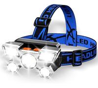 POLIBARA Linterna Frontal LED Recargable, Alta Potencia luz, Cabeza con 4 Modos Impermeable, Pesca, Bicicleta, Camping y Caza, running trail - trabajo - potente -recargable bateria litio - Head lamp
