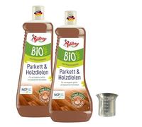 Poliboy Cuidado de parqué y tablas de madera - Limpiador de suelos para suelos de madera auténtica - Limpiador de parquet con cera vegetal para el cuidado del suelo - 2 x 1 L - Incluye vaso