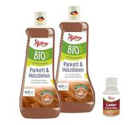Poliboy - Limpiador de suelos para parqué y tablas de madera orgánica, limpiador de suelos para suelos de madera auténtica, limpiador de parquet con cera vegetal, 2 x 1000 ml, con muestra de producto