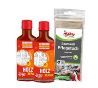 POLIBOY Reparador de madera, abrillantador para muebles de madera lacada, 2 x 100 ml, con paño de algodón, fabricado en Alemania