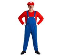 Policcinella Disfraz de Fontanero de Videojuego, Adulto, Hombre, Talla L