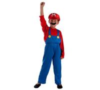 Policcinella Disfraz de Fontanero de Videojuego, Infantil, Niño, Talla 3-5 Años