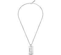 Police RAZORBLADE PEAGN0005501 - Collar para hombre de acero inoxidable con colgante de hoja de afeitar en color plateado y cierre de mosquetón, tamaño: 55 cm, 55cm, Acero inoxidable, No es una piedra