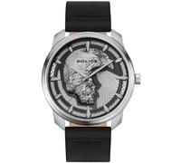 Police analógico modelo bleder 3h silver dial black strap. marca