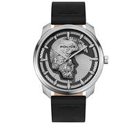 Police analógico modelo bleder 3h silver dial black strap. marca