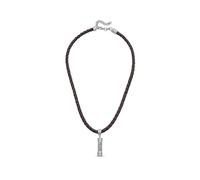 Police Barrel Collar de cuero trenzado marrón, Colgante Barrel con firma, Rebelde & Sofisticado