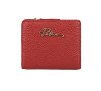 Police Cartera Mujer Piel Auténtica Roja Compacta - Billetera con Monedero Cremallera y Cierre de Botón, Regalo