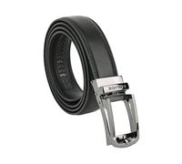 Police Cinturón de cuero genuino para hombre con hebilla automática, se puede acortar, Negro 95 3,2 Cm, 125 (Taglia 54-56)