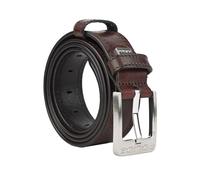 Police Cinturón de hombre de piel auténtica, hebilla sin níquel, se puede acortar, con costuras, con caja 125 (Talla 52-56), Moro Head 46, 125 cm (TG 52-56)