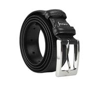 Police - Cinturón para hombre de piel auténtica, clásica, anchura 3,5 cm, ajustable (ajustable), sin níquel, Negro 31, 115 cm (TG 48-52)